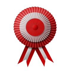 flag with ribbons, rosette, peruvian flag, 3d illustration