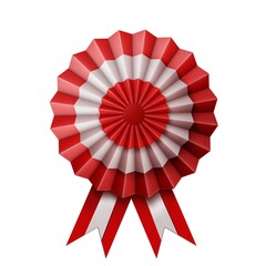flag with ribbons, rosette, peruvian flag, 3d illustration