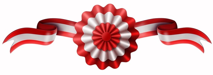 flag with ribbons, rosette, peruvian flag, 3d illustration