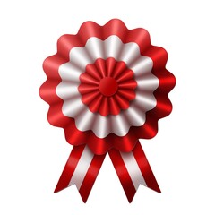 flag with ribbons, rosette, peruvian flag, 3d illustration