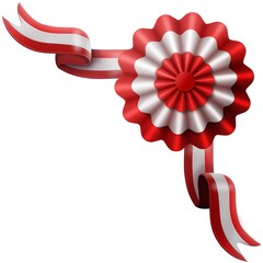 flag with ribbons, rosette, peruvian flag, 3d illustration