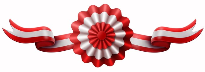 flag with ribbons, rosette, peruvian flag, 3d illustration