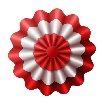 flag with ribbons, rosette, peruvian flag, 3d illustration