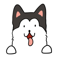 Different type of vector cartoon dog faces for design.