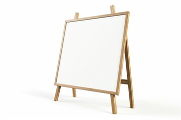A wooden easel with a white board on it, mockup
