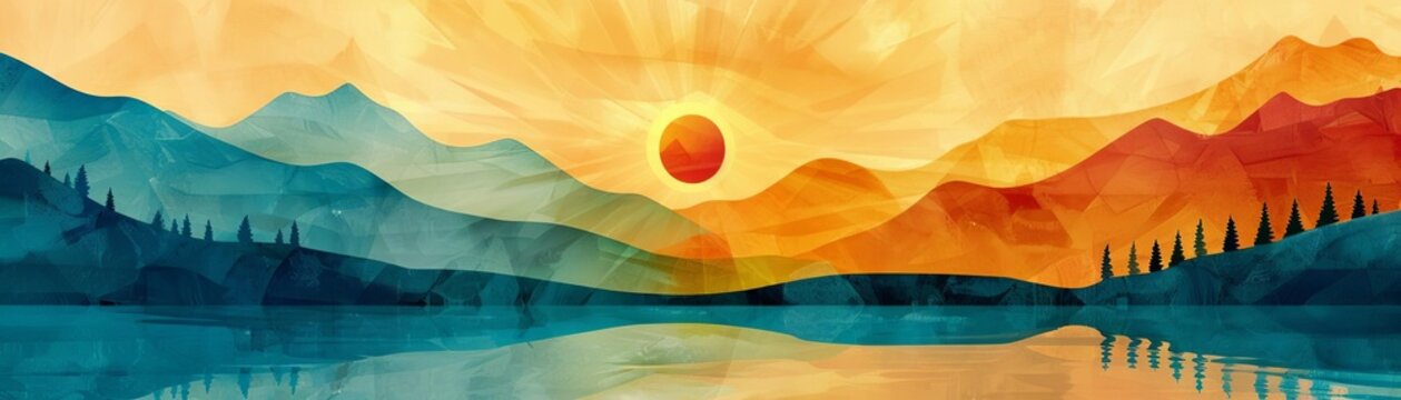 Growth potential in renewable energy flat design front view solar expansion theme water color Triadic Color Scheme