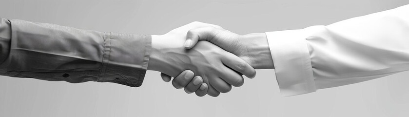 Shaking hands in a school setting flat design front view educational partnership theme 3D render black and white