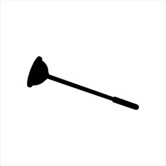 Black old plunger silhouette isolated on white background. Plunger icon vector illustration.
