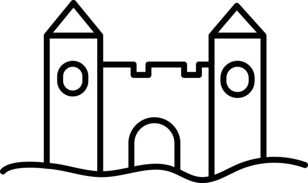 recommend clip art: Sand Castle outline Vector Illustration