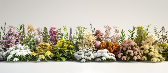 Neatly Arranged Traditional Japanese Medicinal Herbs in Botanical Style on Neutral Backdrop with Generous Negative Space