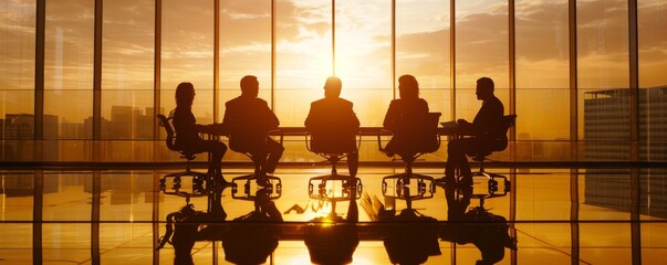The photo shows a group of people sitting in a conference room, looking at a presentation on a screen