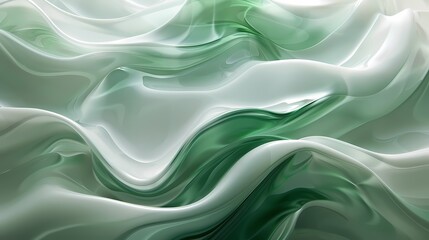 Obraz premium Digital technology green and white flowing lines poster PPT background