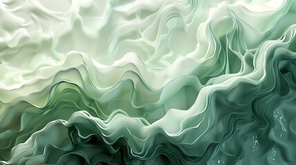 Fototapeta premium Digital technology green and white flowing lines poster PPT background