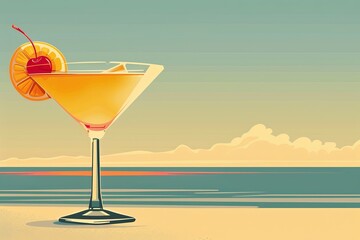  Cocktail with beach in background