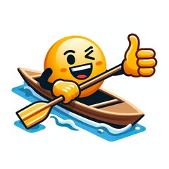 Rowing playing thumbs up emoji on a white background
