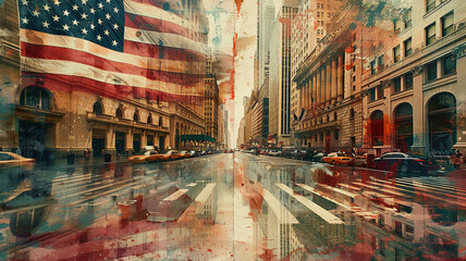Fototapeta premium Dynamic fusion of economic symbols and 3.1percent inflation.generative ai