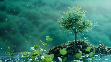 World Environment Day Poster Nature Conservation 5 June Leaf Tree Green Energy Ecology : Generative AI