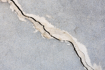 A crack in the concrete is visible
