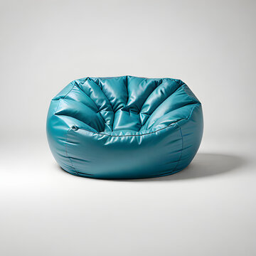 beautiful leather rexine bean bag texture seamless green and cyan color with stitch with white studio background