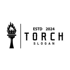 Illustration black silhouette torch logo flame design olympic sport victory inspiration