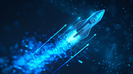 Fototapeta premium Neon Rocket Launch Illustration