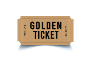 Realistic Golden ticket vector