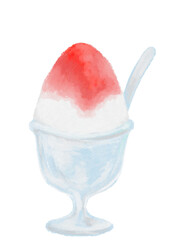 シンプルないちごのかき氷のイラスト