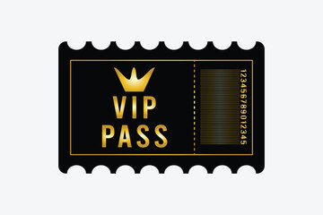 Golden ticket template for entry. Golden Tickets for VIP members. Golden ticket. EPS 10.
