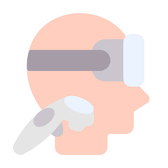 VR Games Icon With Flat Color Style