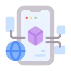 Smartphone Icon With Flat Color Style