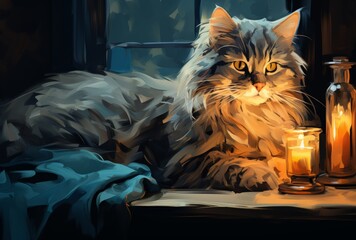 Cozy Cat by Candlelight