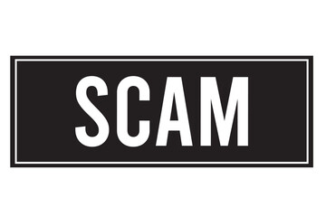 Vector illustration of the word scam in red ink stamp