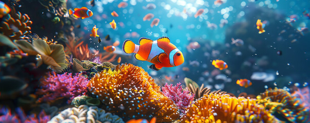 snorkeling, vibrant snorkeling. Close-up, hyper-realistic 3D