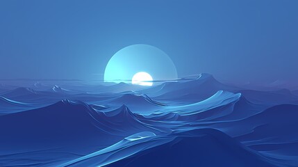 Digital technology blue and gray dark night sand dunes poster background