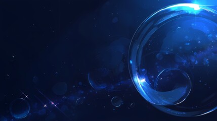 Obraz premium Digital technology blue and black curve circle lens aperture poster background