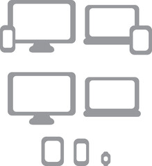 アイコン　あしらい　ビジネス　パソコン　スマートフォン　タブレット　ピクトグラム　イラスト素材セット