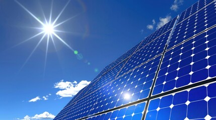 Solar cell panels, Alternative electricity source, with clear sky background