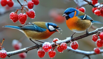 Winter Feast: A Cardinal Enjoys a Festive Meal of Berries