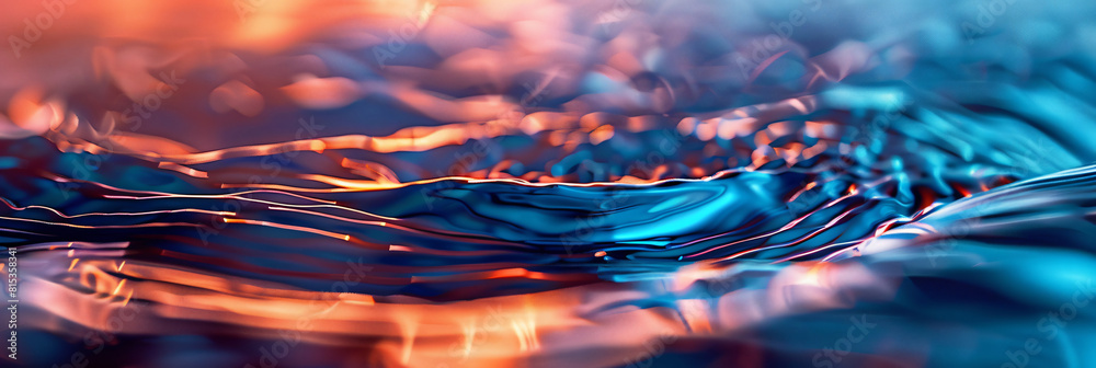 Poster abstract blue and orange ripple effect background with dynamic light patterns, perfect for sci-fi or