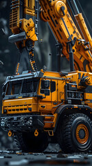 Detailed Blueprints and Controlled Demolitions Coordinating Heavy-Duty Truck Logistics on Isolated Background with Cinematic Photographic Style