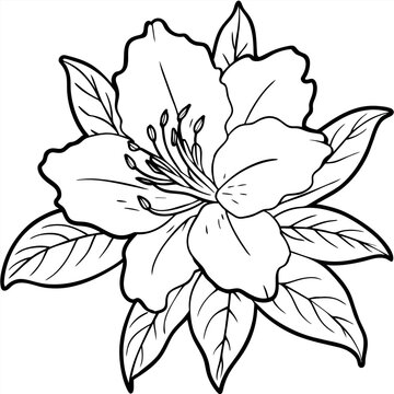 recommend clip art: Azalea flower outline illustration coloring book page design, Azalea flower black and white line art drawing coloring book pages for children and adults
                    