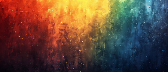 A modern pride wallpaper illustration featuring a radiant rainbow backdrop with creative graphic accents and textures