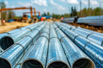 Metal pipes for construction industries.