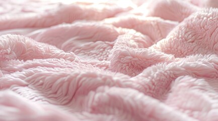 Pink delicate background of nice furry cloth. Soft loose folds on the fabric of faux fur of blue classic color as textured background.
