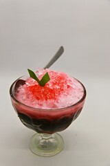 Grass jelly, also known as leaf jelly or herb jelly, is a jelly-like dessert originating from China. It is served chilled, with other toppings such as fruit, or in bubble tea or other drinks.