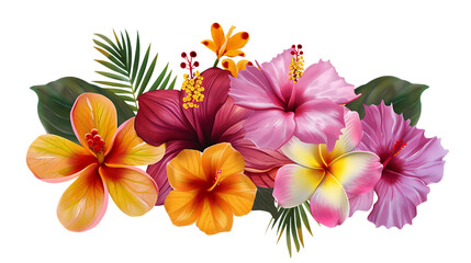 Tropical flowers isolated on transparent background
