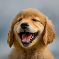 Golden Charm: Captured Laughter of a Retriever Pup