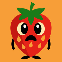 Obraz premium Strawberry cartoon vector illustration. 