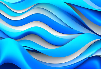 An abstract design with blue and white waves