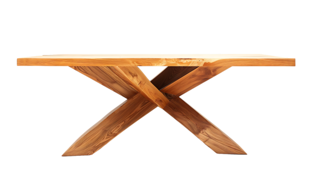 Wooden modern table isolated on transparent background